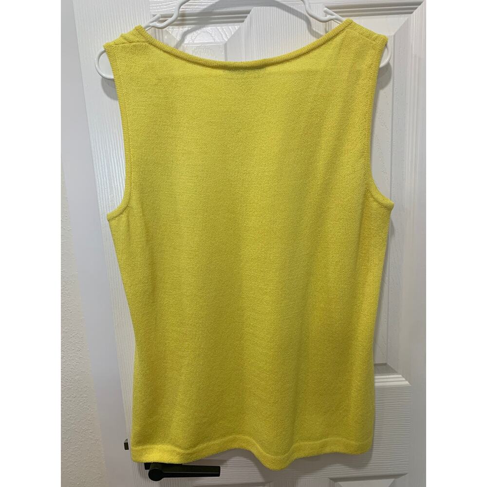 St. John Collection Yellow Santana Knit Sleeveless Top Wool Blend Size Large - Picture 3 of 4